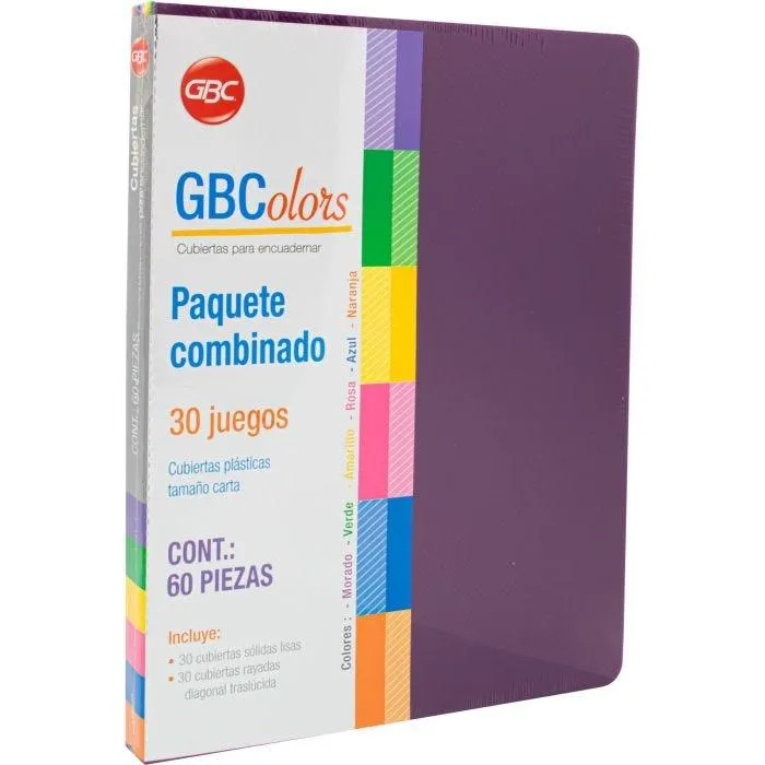 CUBIERTAS GBC GBCOLORS P3280 LISA/RAYA CARTA C/60 PZAS. MIXTO