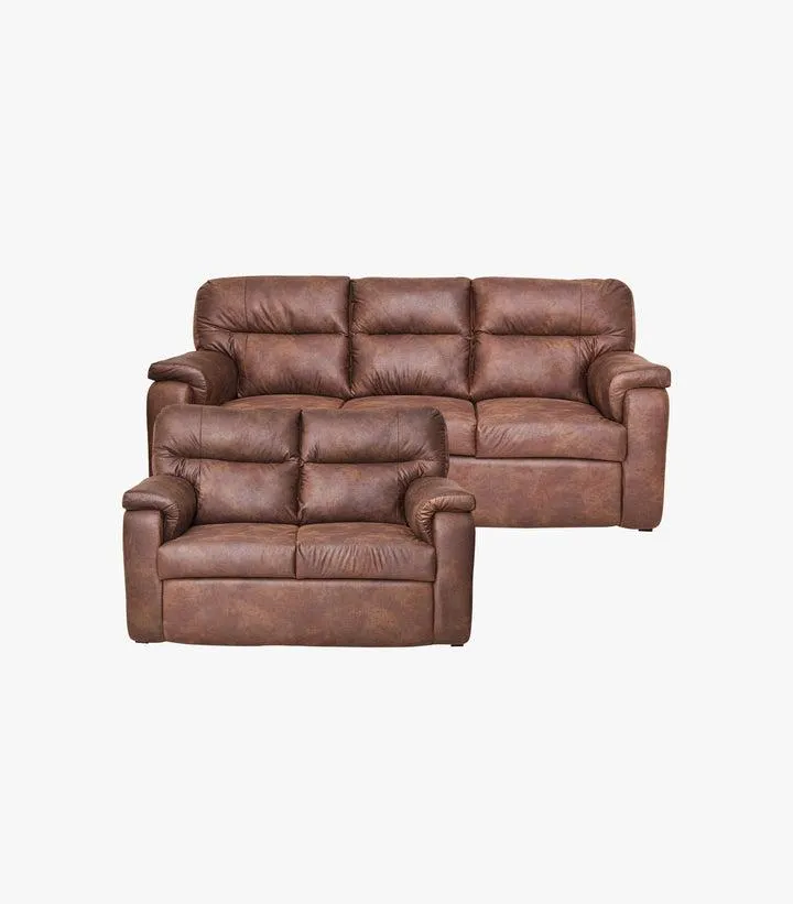 Sala Kylian de tela color Chocolate - Sofá y Love Seat