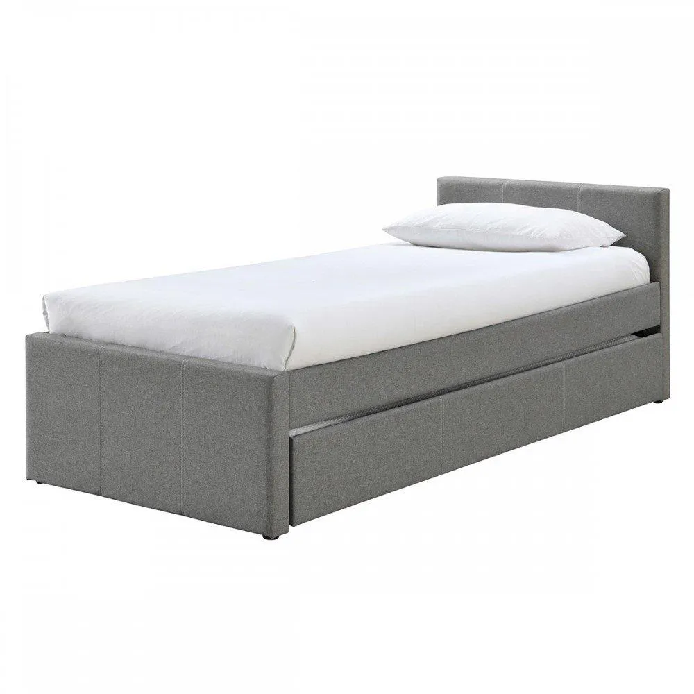 Maconda - Cama individual nido estilo moderno en tela color gris claro