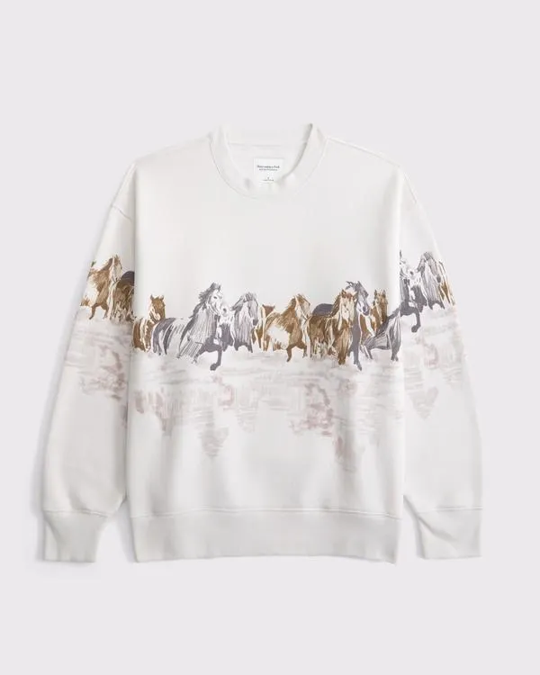 Horses Graphic Oversized Sunday Crew