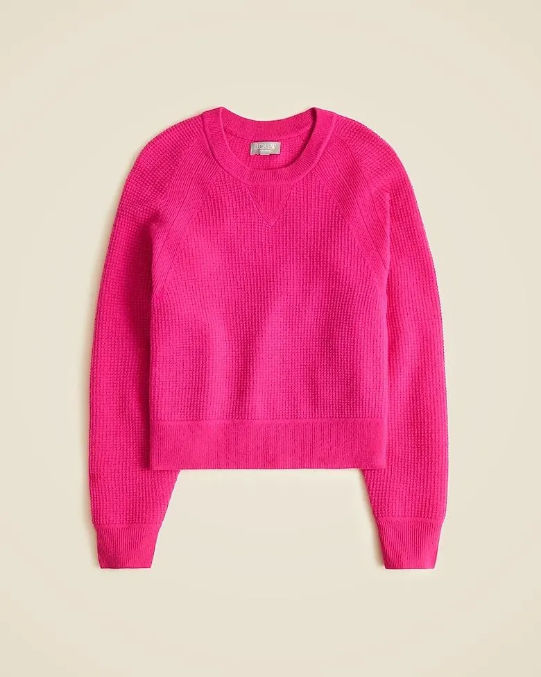 Cashmere waffle-stitch crewneck sweatshirt