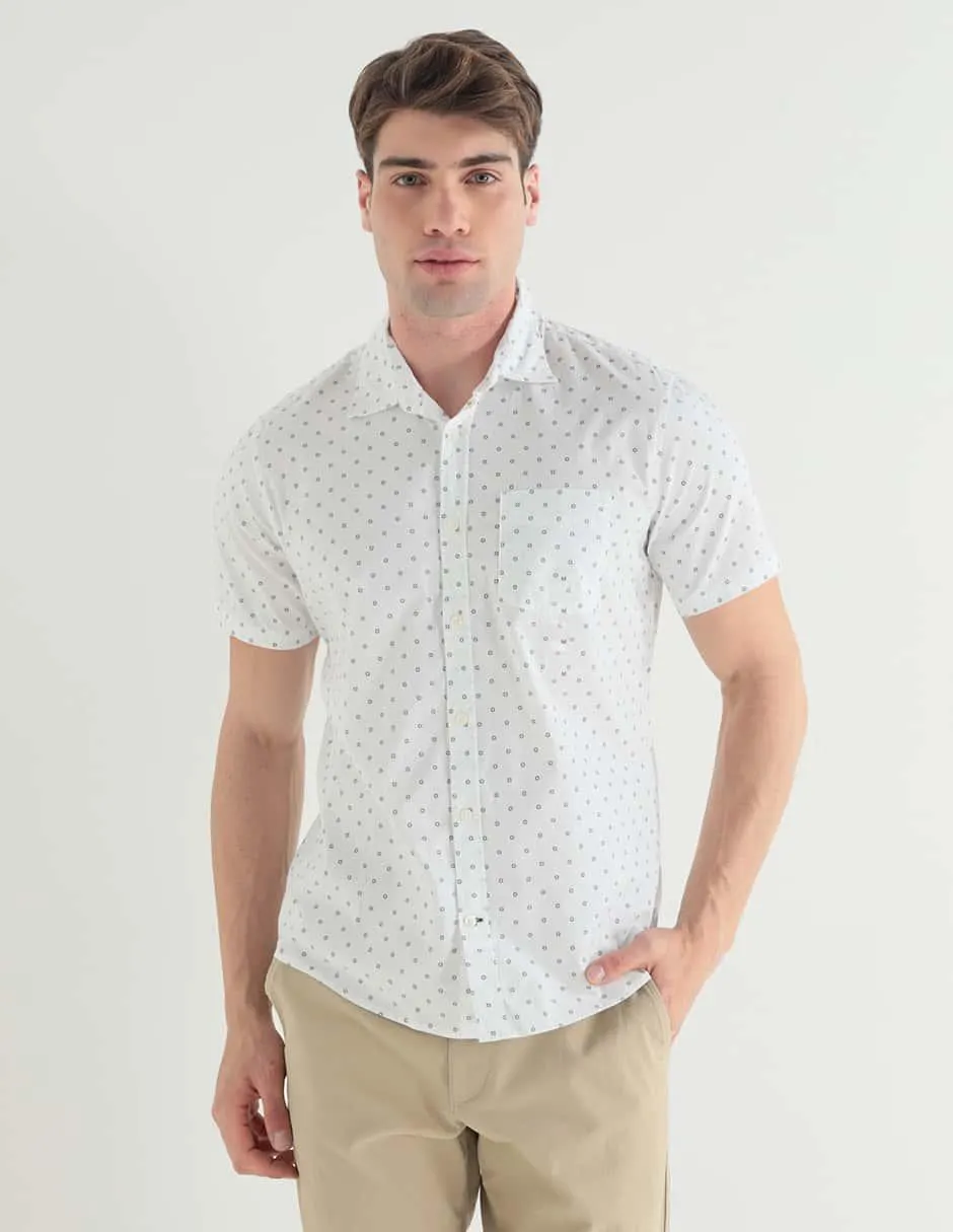 Camisa casual de algodón manga corta para hombre