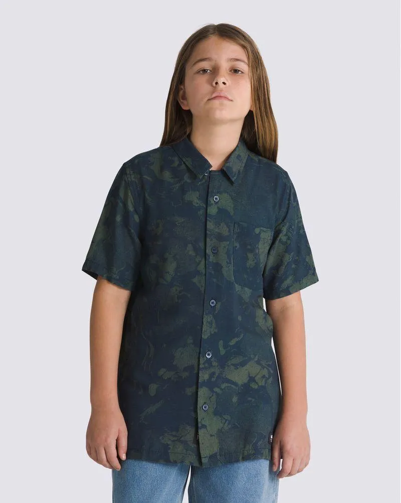 Camisa Camp Collar de manga corta para niños Azul 4O7P