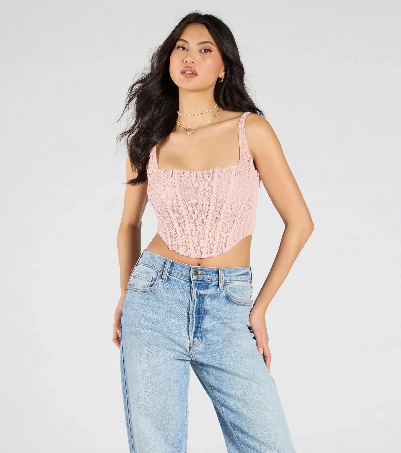 Beauty So Demure Lace-Up Corset Top