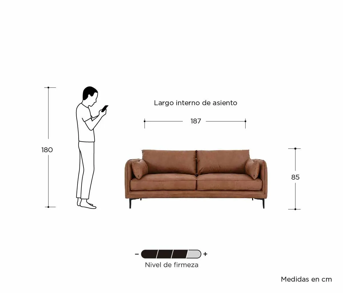 Sofá 3 cuerpos Marina - Café