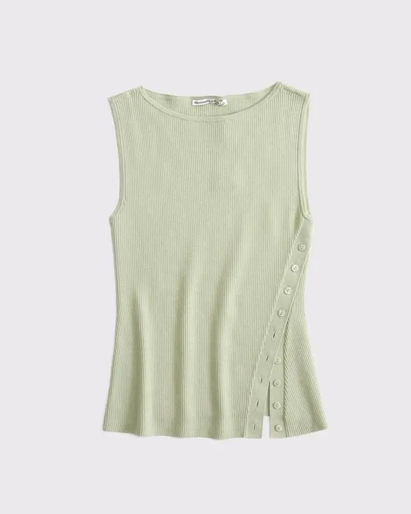 Asymmetrical Button Sweater Tank