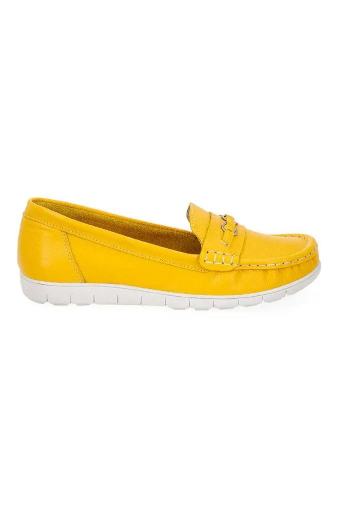 027960 Mocasin Amarillo Acojinado Suela Anti Derrapante Producto 100% Piel