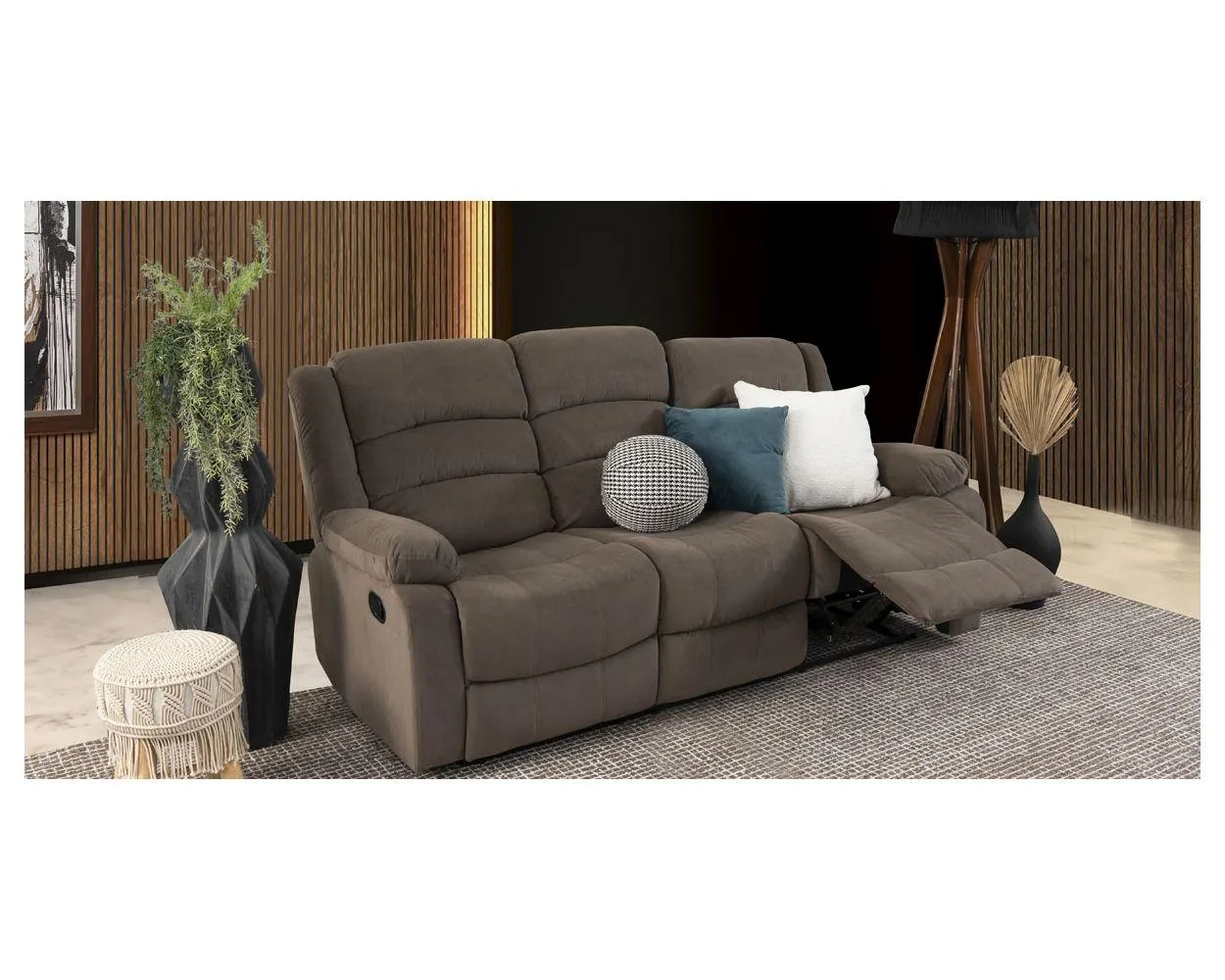 Sofá 3 Plazas Reclinable Columbia Café