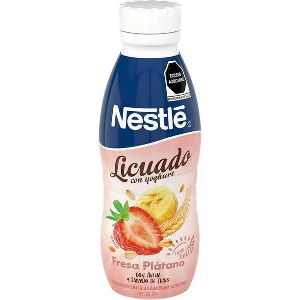 Yogurt bebible Nestlé licuado fresa plátano con avena y salvado de trigo 500 g