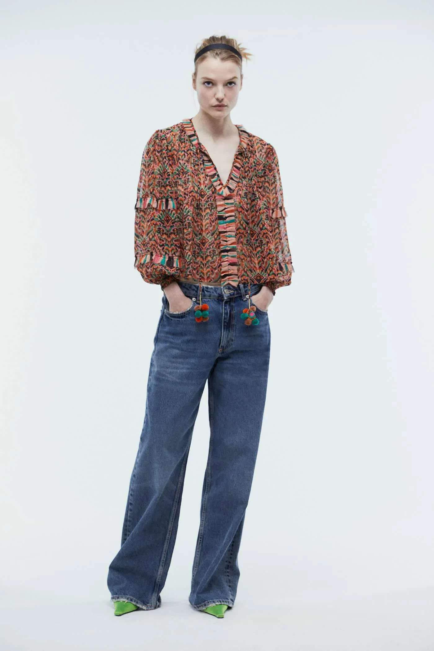 Cuerpo estampado pompones