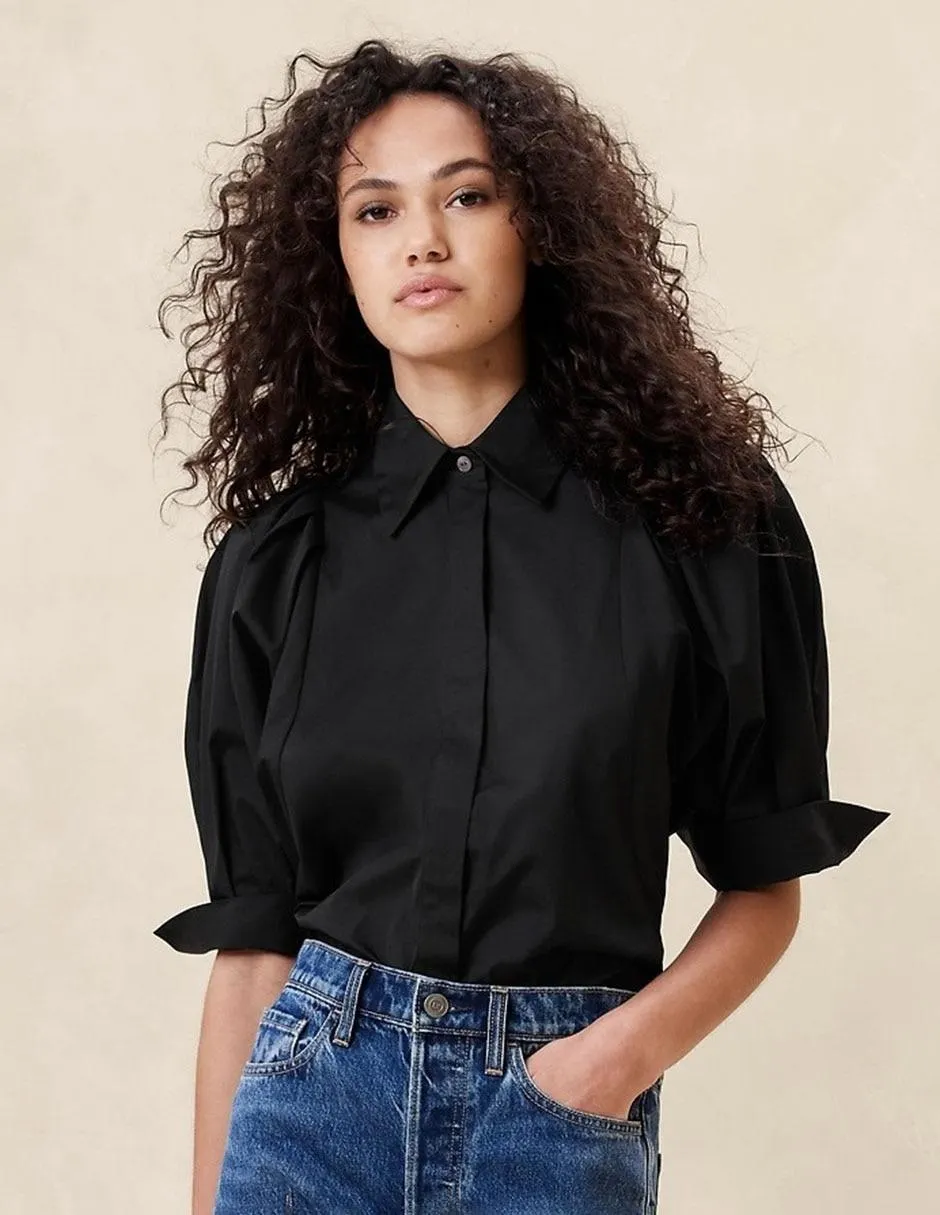 Camisa de algodón manga 3/4 para mujer