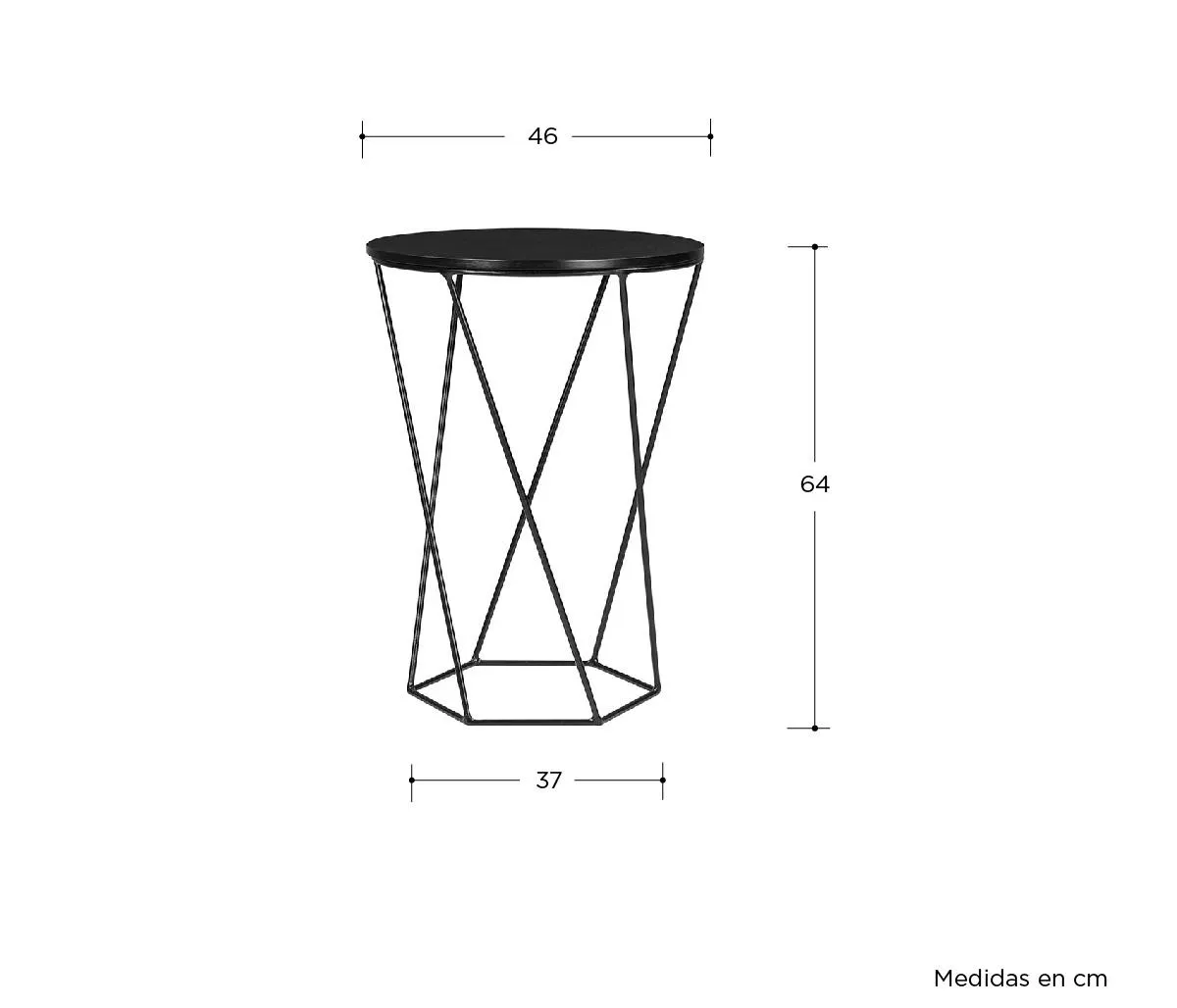 Mesa Hexa alta 64cm - Negro