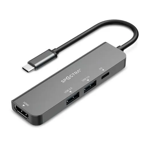 Hub USB-C Spectra MW-F 4 puertos HDMI, 2 USB 3.0 y USB Tipo C