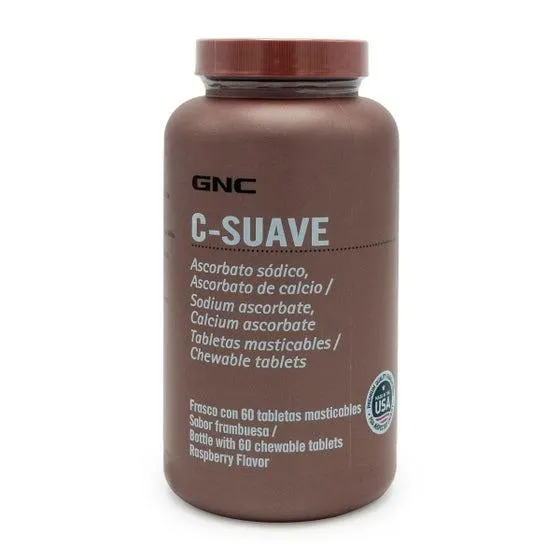 C-SUAVE Vitamina C GNC Frambuesa 60 Tabletas masticables