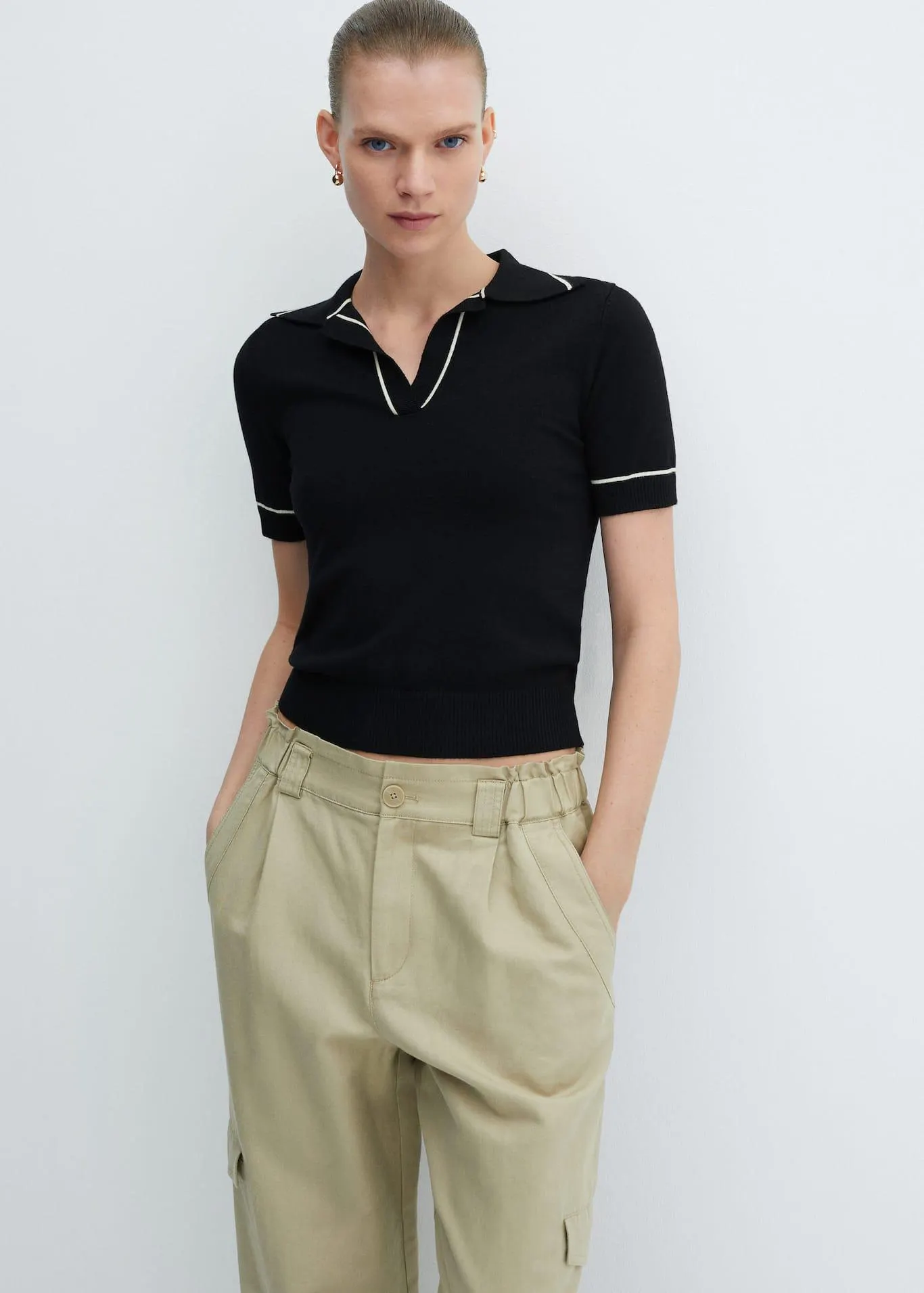 Knitted polo neck sweater