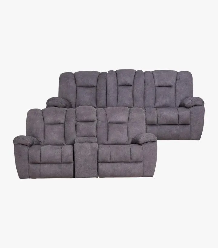 Sala Reclinable Spencer de tela color Gris - Sofá y Love Seat