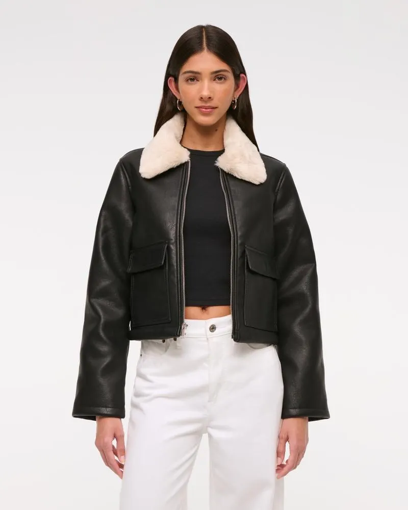 Vegan Leather Utility Trucker Jacket