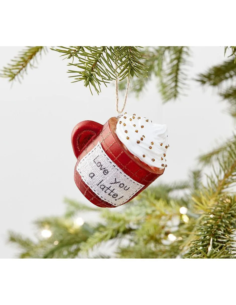 Ornamento navideño taza I Love You a Latte