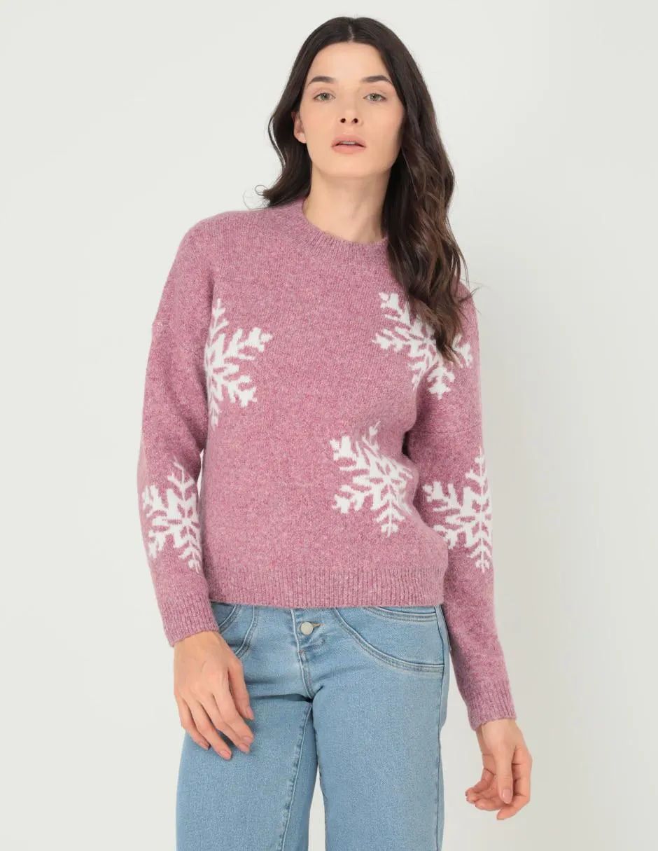 Suéter Navideño Petite Studio cuello redondo para mujer