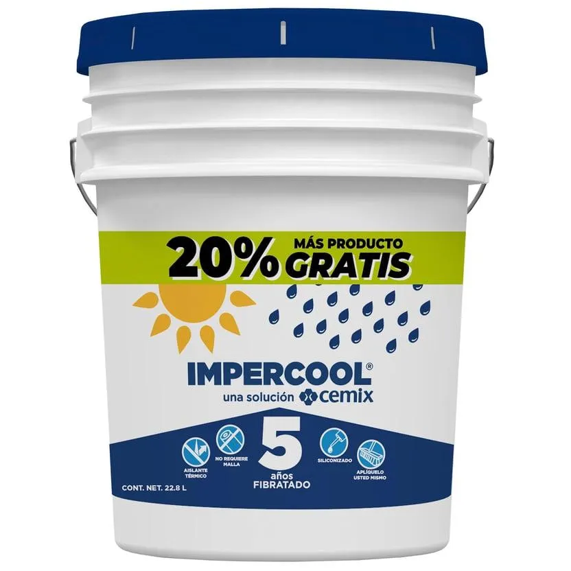 Impermeabilizante Fibratado Impercool - 5 Años de 22.7 litros - Blanco