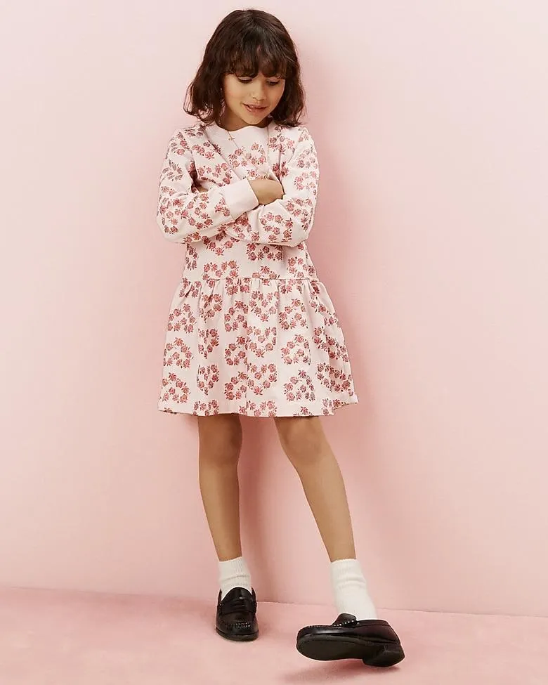 Girls' drop-waist sweatshirt-dress in terry