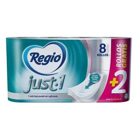 Papel Higiénico Regio Just One 6 + 2 Rollos