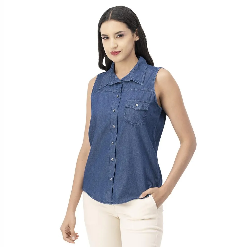 Blusa Tipo Mezclilla Mujer Sin Mangas