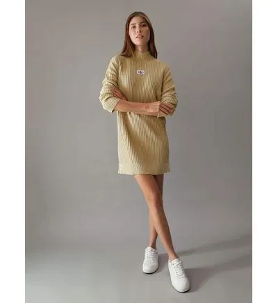 Vestido Calvin Klein Canalé Mujer Beige