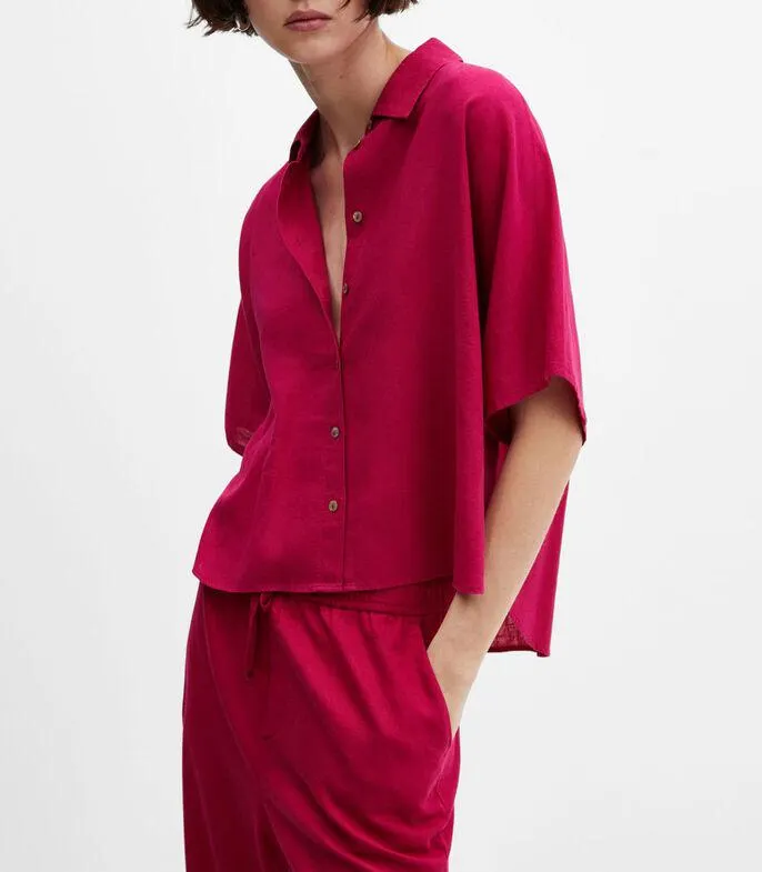 Camisa lisa de manga corta Mujer