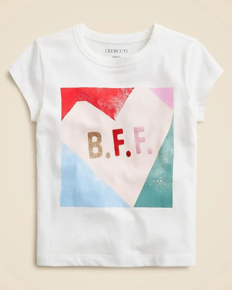 Girls' "bff" graphic T-shirt with glitter