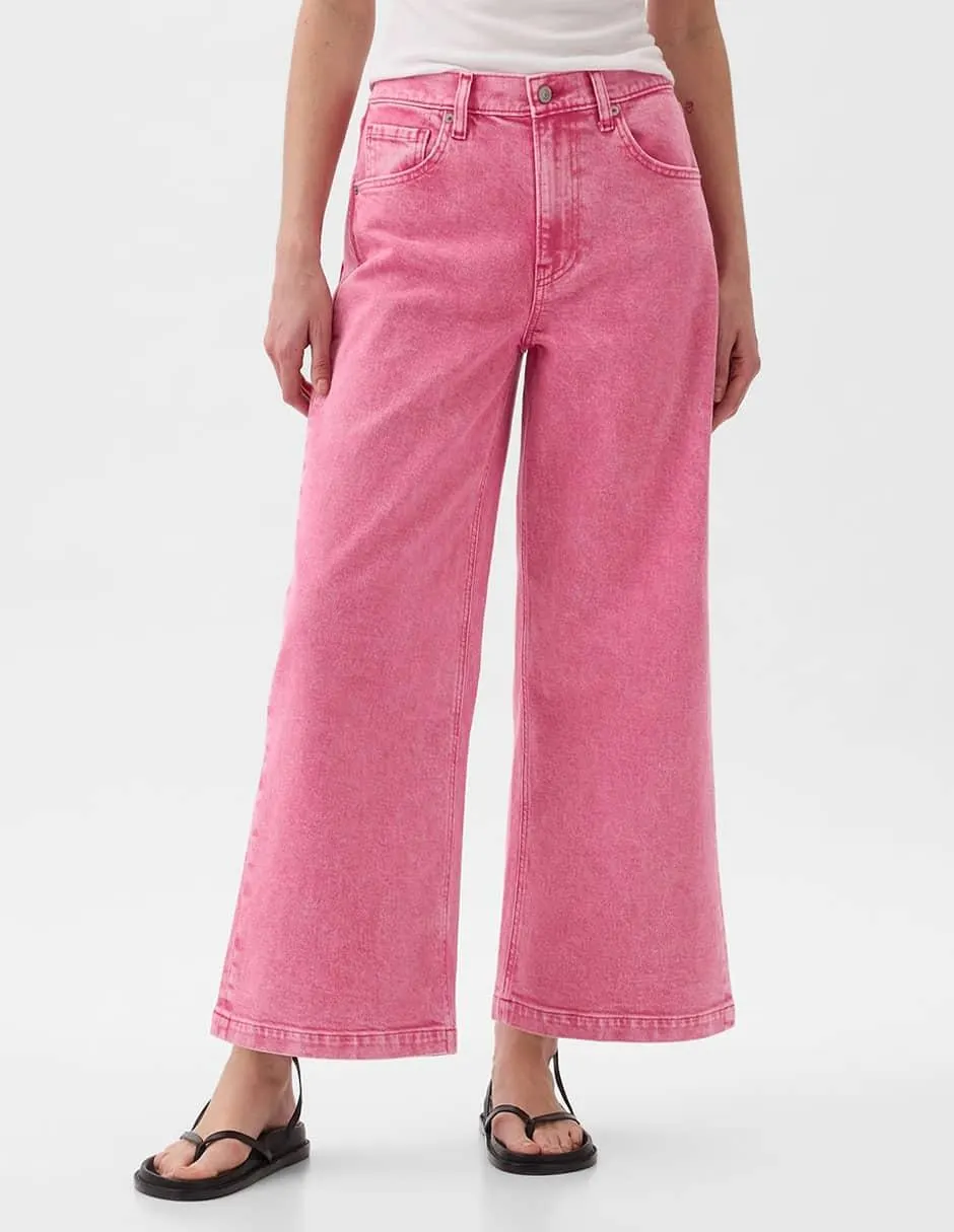 Jeans wide leg corte cintura alta para mujer