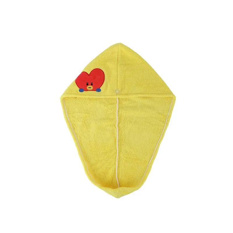 Toalla Para Cabello BT21 TATA 87% Poliéster, 13% Poliamida Amarilla 60x23 cm