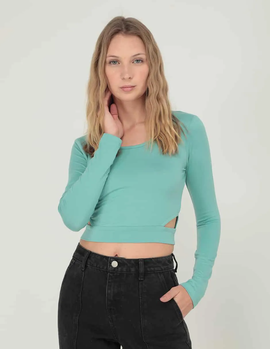 Playera manga larga Non Stop cuello redondo para mujer