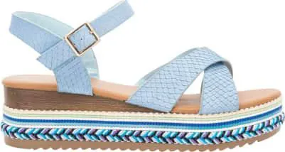 sandalia plataforma baja textura croco