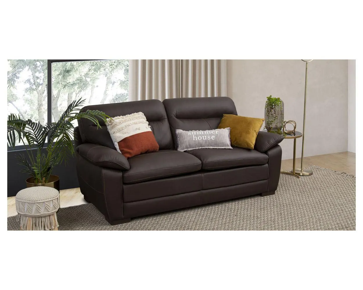 Sofá 3 Plazas Piel Match Angels Chocolate (Boal)