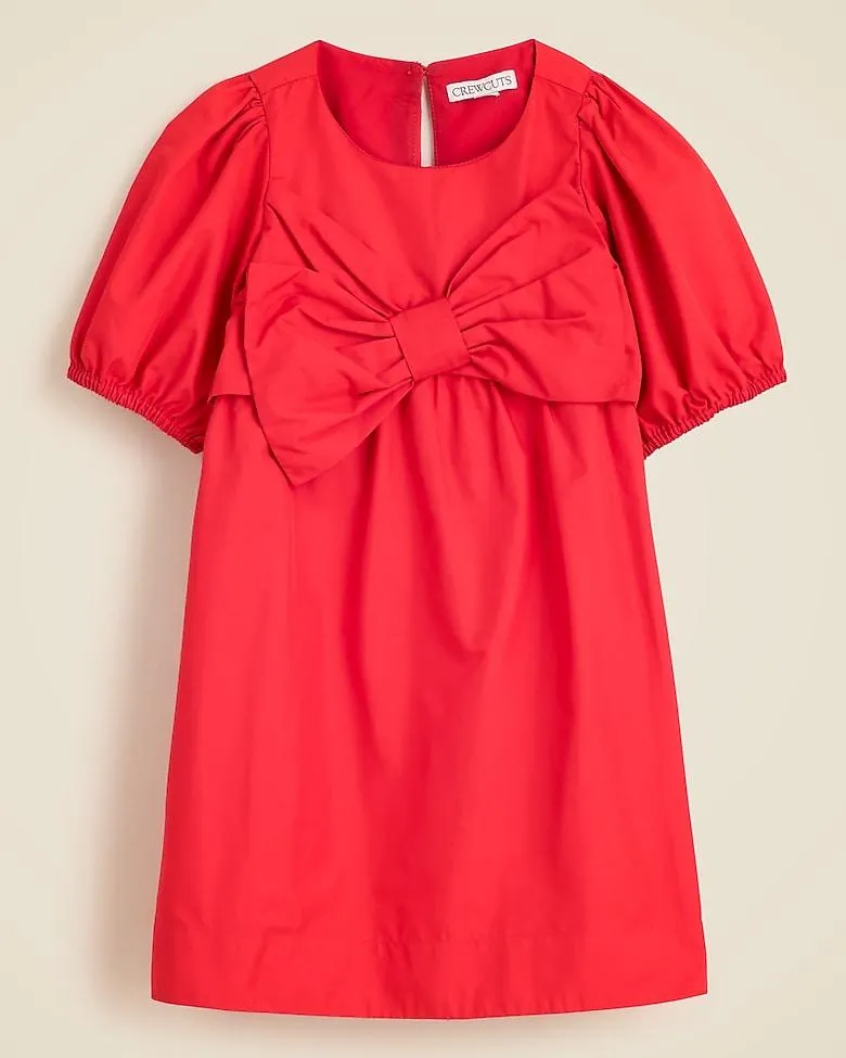 Girls' bow dress in taffeta