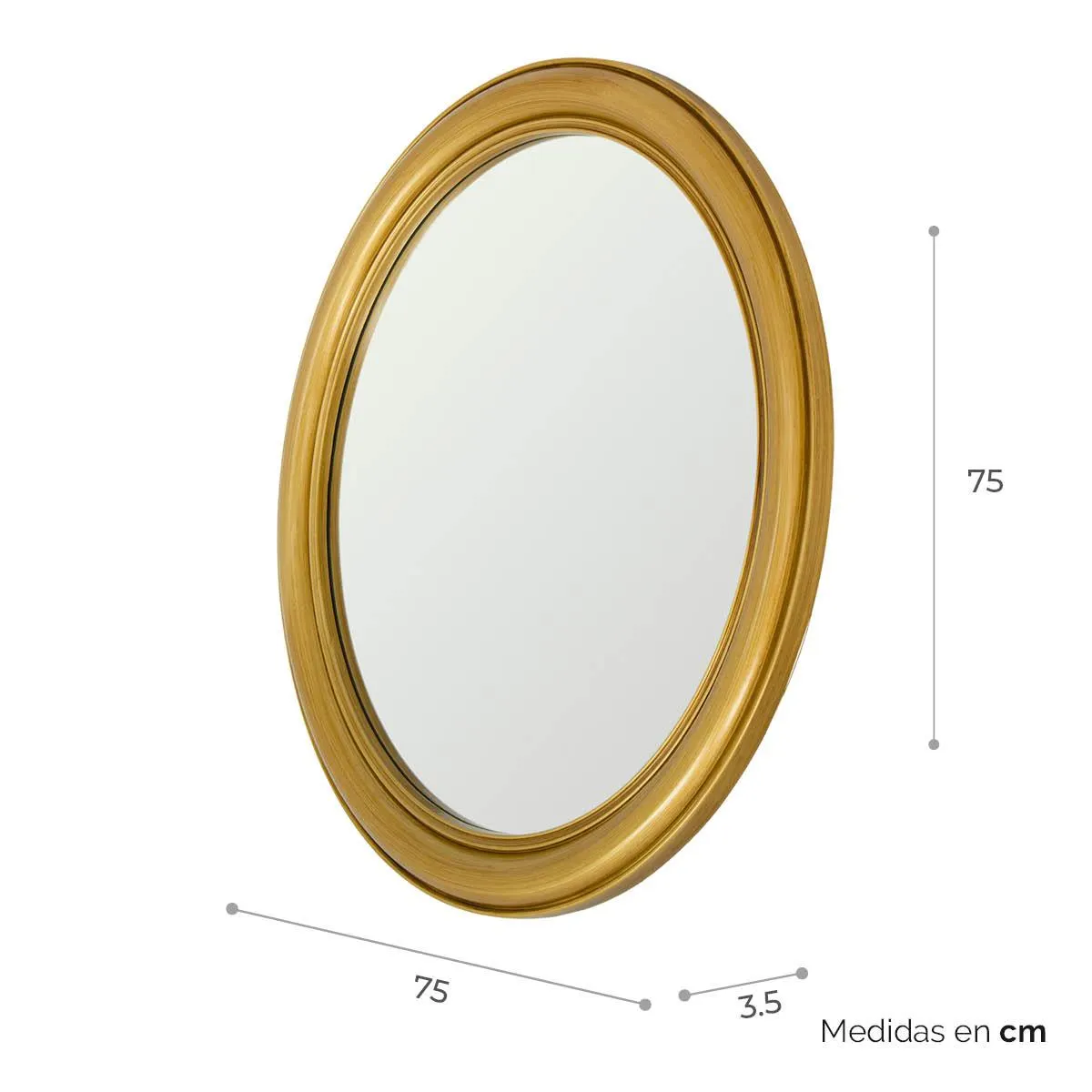 Espejo 75 X 75 Cm Aro Dorado