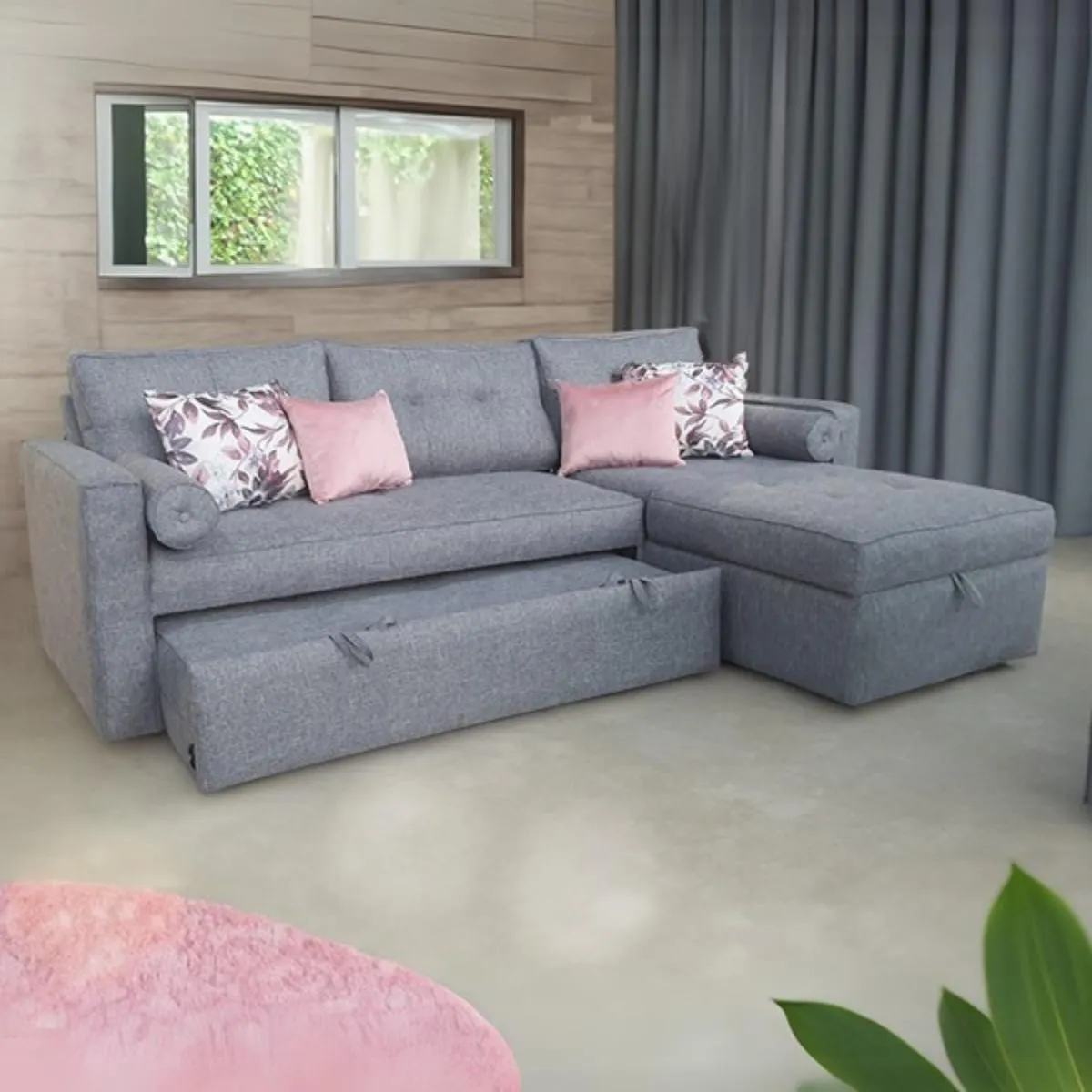 Sala Esquinera Zurich con Sofá Cama gris