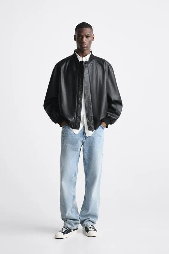 CAZADORA BOMBER EFECTO PIEL