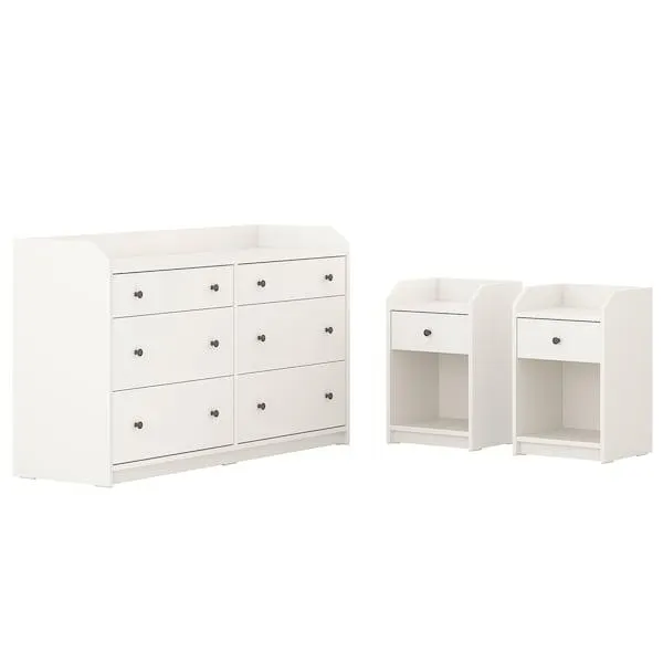 Muebles para recámara, 3 piezas, blanco