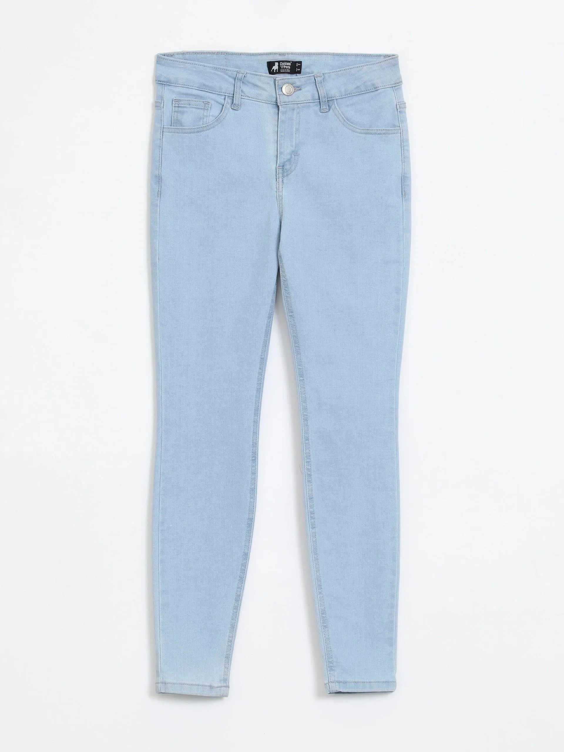 Jeans Skinny Tiro Regular Azul Claro