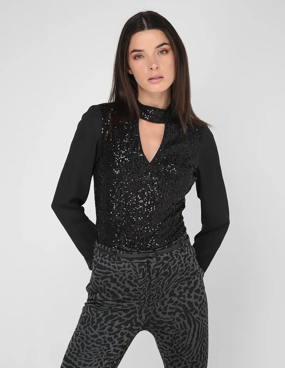 Blusa formal Metrópolis manga larga para mujer