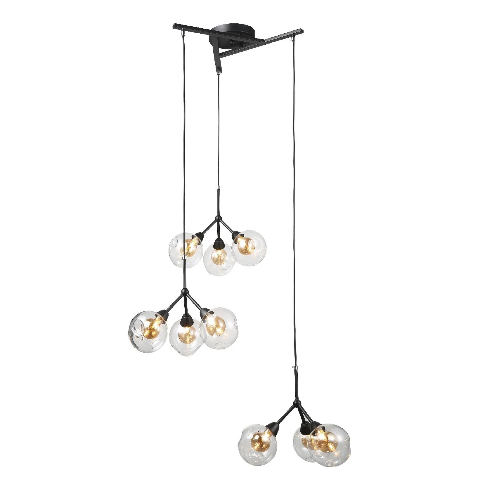 Lámpara colgante led de metal y cristal transparente de 9 luces con cable de 1.20m