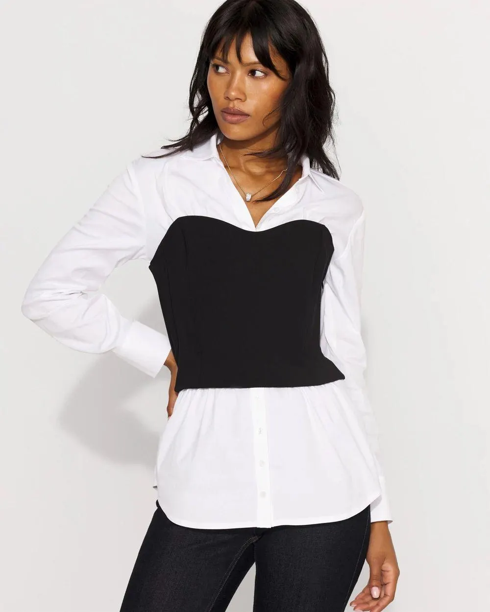 Ponte Bustier + Poplin Shirt
