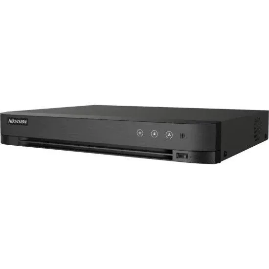DVR 16 canales TurboHD + 8 canales IP HIKVISION, IDS-7216HQHI-M1/S/H(C), 4MP/audio por Coaxitron/salidas de video VGA y HDMI/disco duro/H.265+
