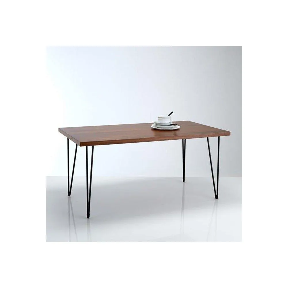 Extravaganza - Mesa de comedor rectangular estilo vintage con pies aguja metálicos y color nogal