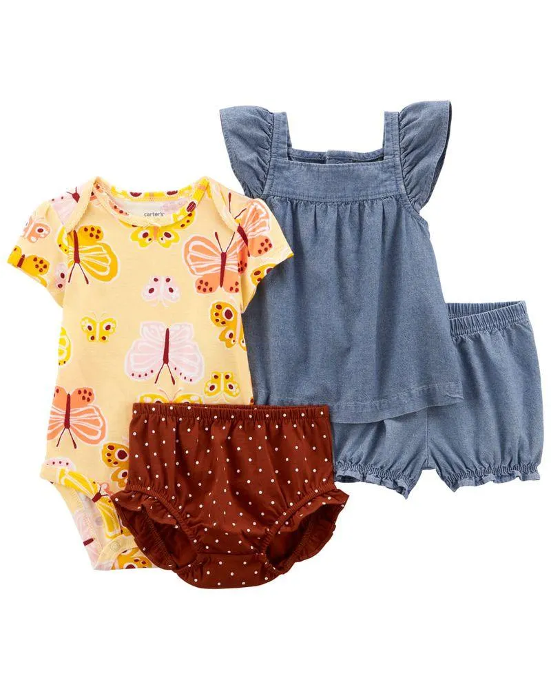 Conjunto De 4 Piezas De Short Para Combinar Carter's