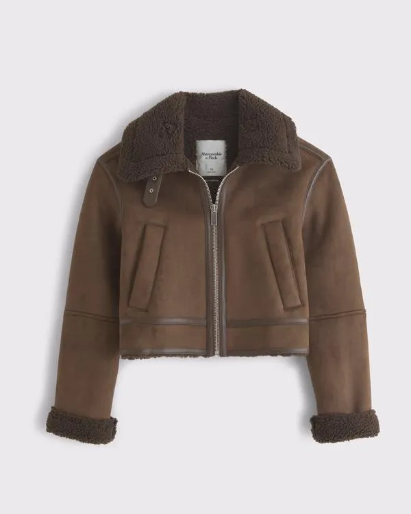 Vegan Suede Shearling Coat