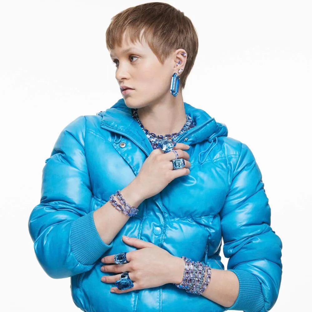 Anillo de cóctel Lucent, Cristal de gran tamaño, Azul