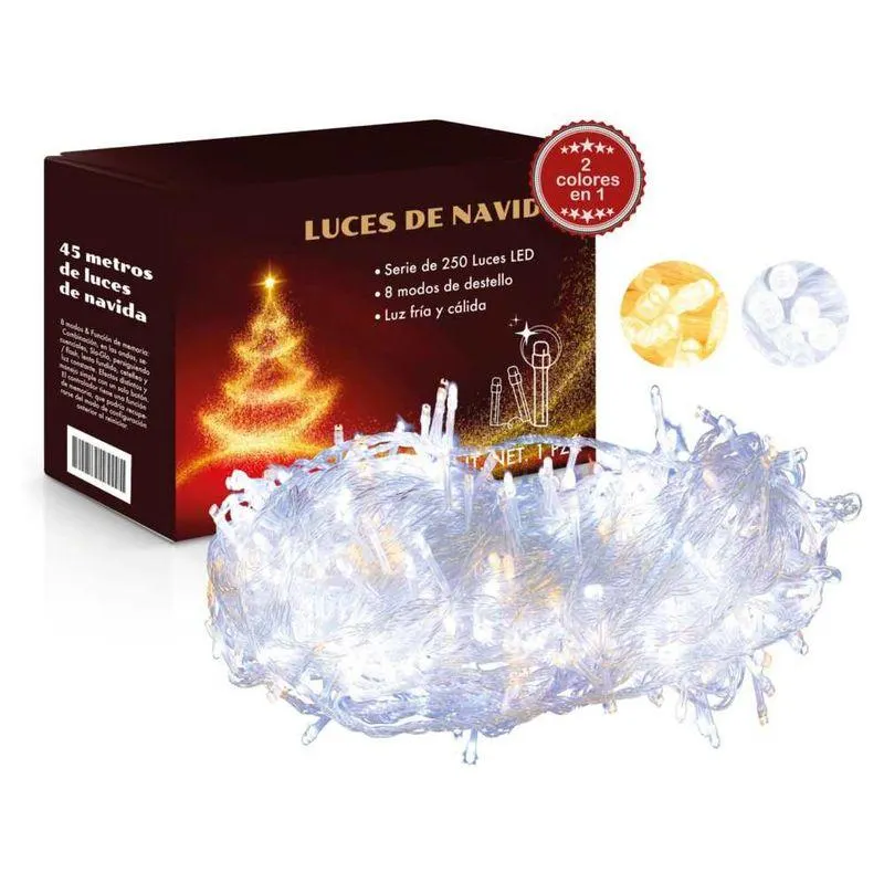 Luces Arbol de Navidad 45 Mtrs 450 leds Luz Blanco y Calido